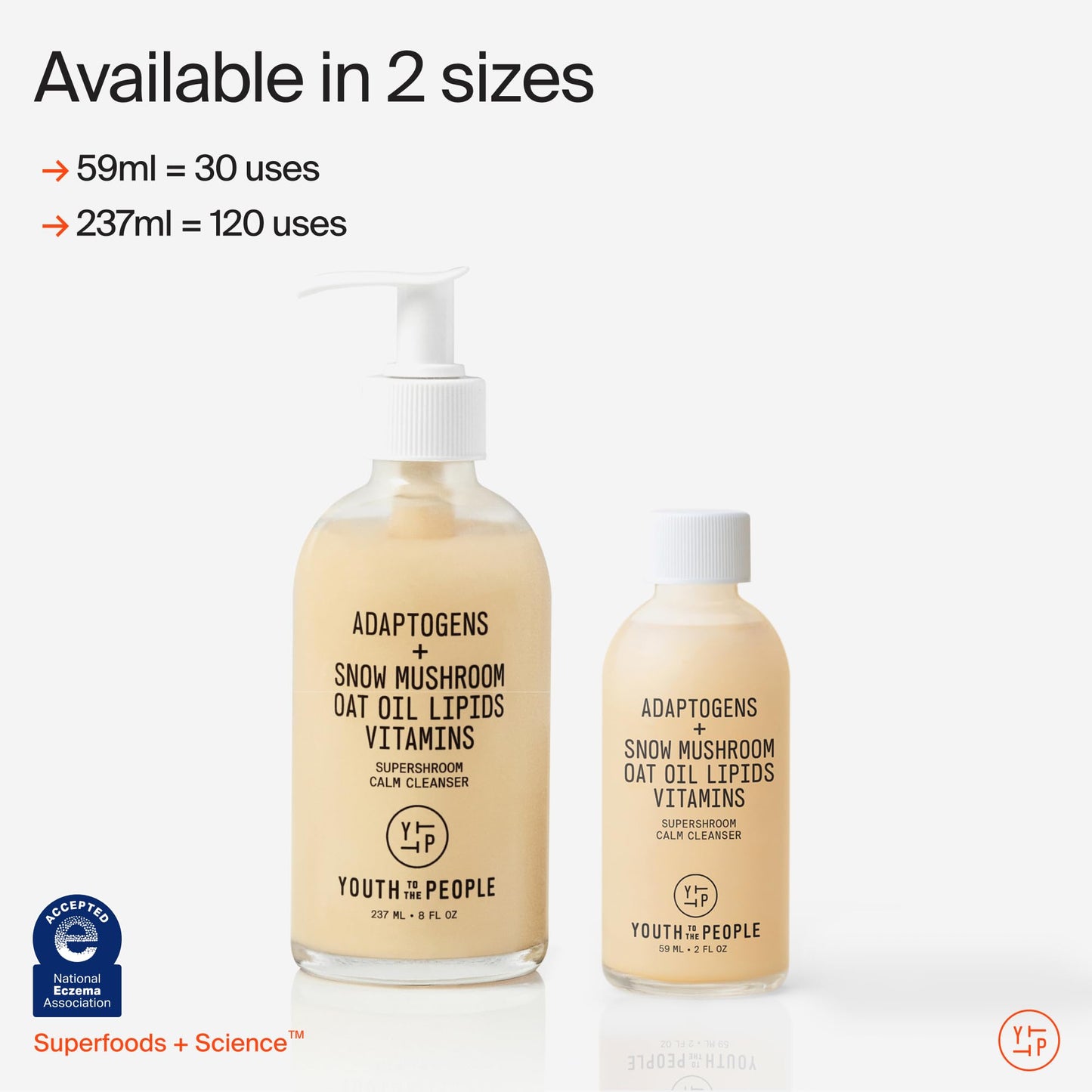Youth To The People Supershroom Facial Cleanser Travel - Adaptogens + Snow Mushroom Oat Oil Lipids Vitamins Face Wash, Nourishing Makeup Remover for Dry + Sensitive Skin, Soothes Redness - 2 fl oz