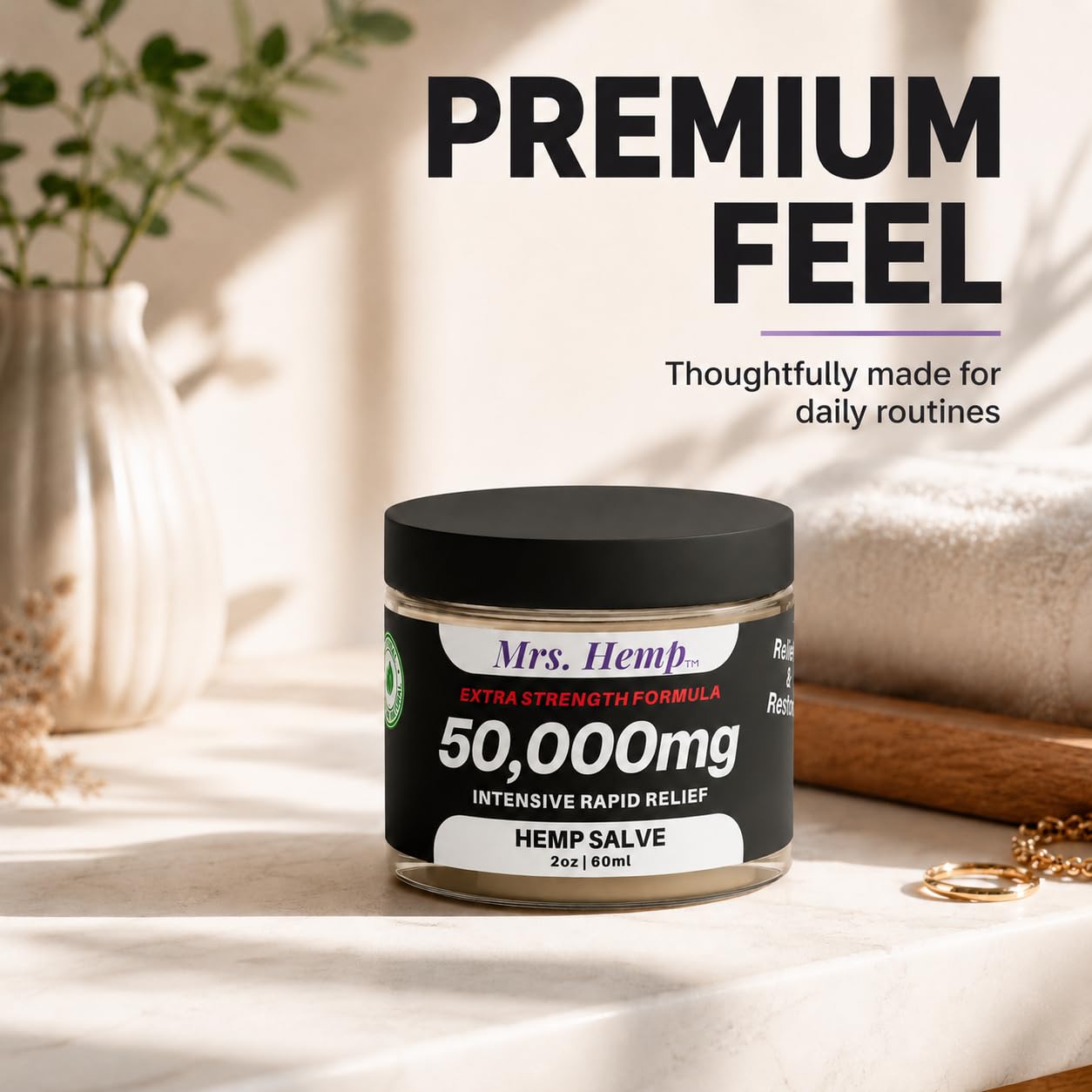 50,000 MG Hemp Extra Strength Healing Salve | Ideal for Hips, Joints, Neck, Back, Elbows, Fingers, Hands, and Knees. 100% Natural - Proudly Made in USA