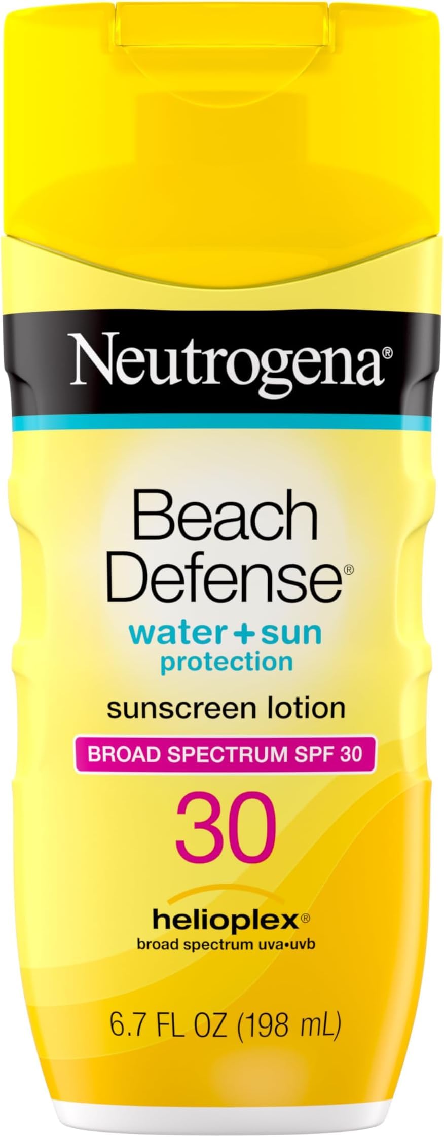Neutrogena Sunscreen Lotion Beach Defense SPF 30, Face and Body Sunscreen, Hawaii Reef Act 104 Compliant, Octinoxate & Oxybenzone Free, Oil Free, Fast Absorbing Sun Care, 6.7 fl. oz (Pack of 12)