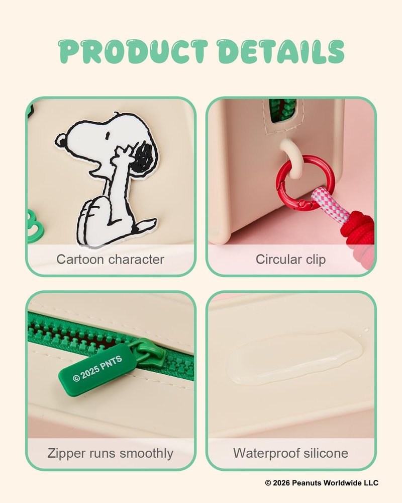 Snoopy Makeup Bag - Silicone Waterproof Travel Cosmetic Organizer Pouch | Cute Toiletry Bag for Women & Teens