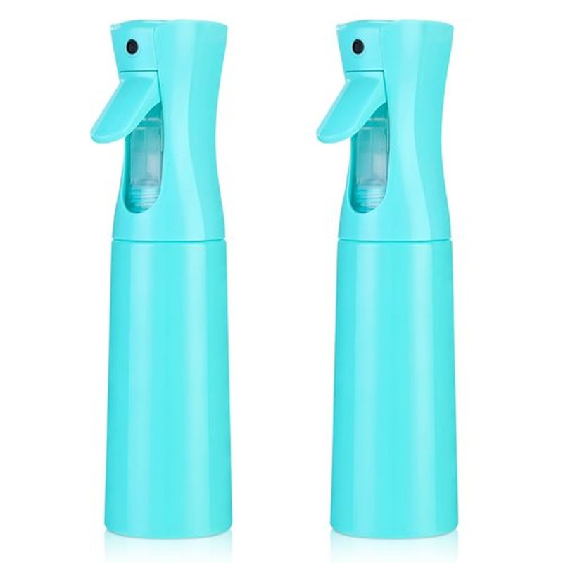 Continuous Spray Bottle for Hair (10.1oz/300ml) 2 Pack Mister Spray Bottles for Cleaning Empty Ultra Fine Water Mist Sprayer for Hairstyling Plant Garden Curly Hair Etc (Cyan)