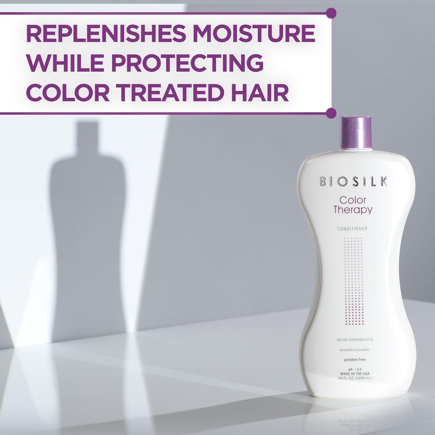 Biosilk Color Therapy Conditioner, Replenishes Moisture While Protecting Color, Enhances Vibrancy & Shine, Sulfate, Paraben, & Cruelty-Free, 34 Oz