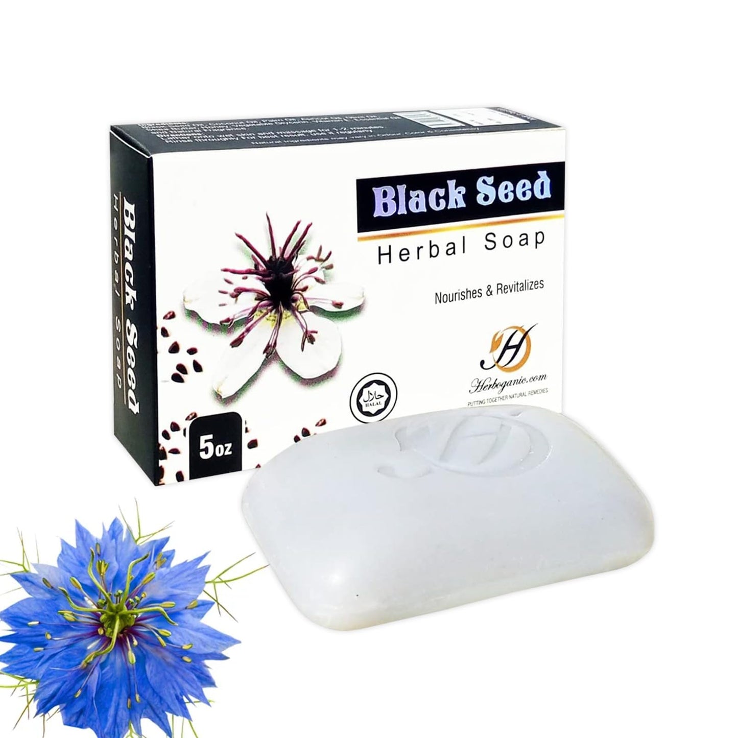 HERBOGANIC Black Seed Herbal Soap | Natural Bar Soap for Face and Body | Nourishing and Revitalizing | Infused with Black Seed | Gentle for Men and Women | 5 Oz (Pack of 1)