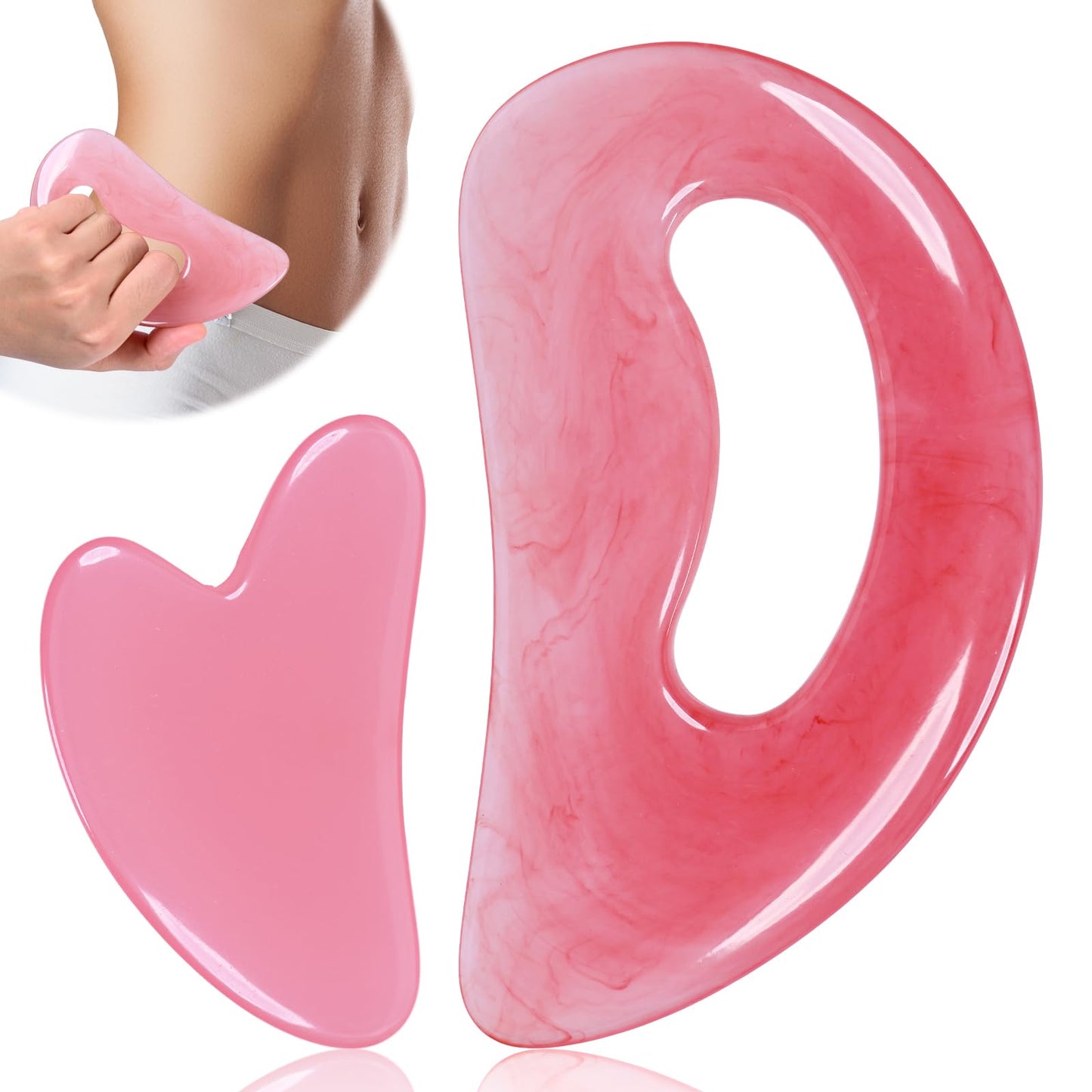 FDKJEJC Body Gua Sha Tool Cellulite Guasha Tool for Body Body Massage Tools (Natural Resin) Lymphatic Drainage Tool Guasha Tool for Face，Back, Legs, Women's Body Shaping Tools (Pink) (Pink)