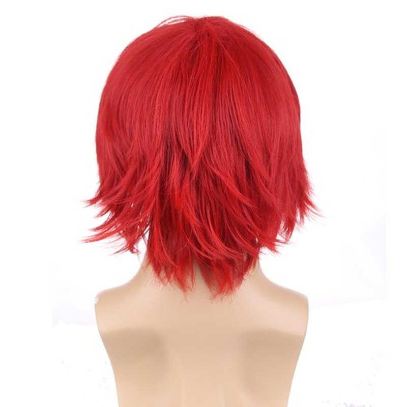 RightOn 12 Inches Red Wig Short Red Costume Wig Red Wigs for Man and Woman Cosplay Party