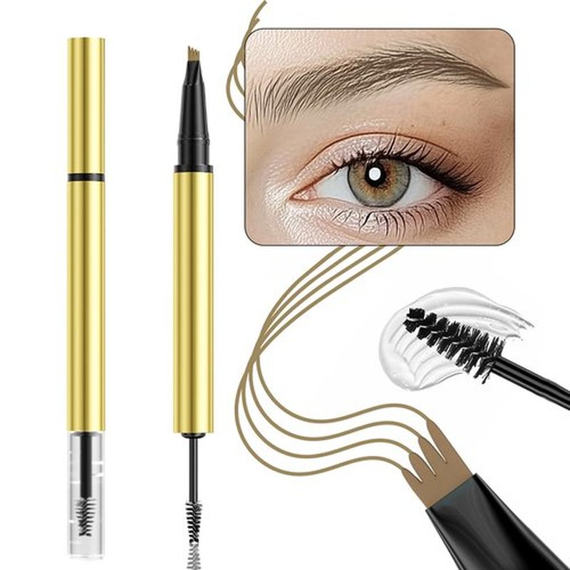 3D Magic Microblading Eyebrow Pencil, 2025 New 2-in-1 Eye Brow Pencils for Women 4 Fork Tip Microblading Eyebrow Pen, Last All-Day Tattoo Pencil Makeup Eyebrow Pen (1# Light Brown)