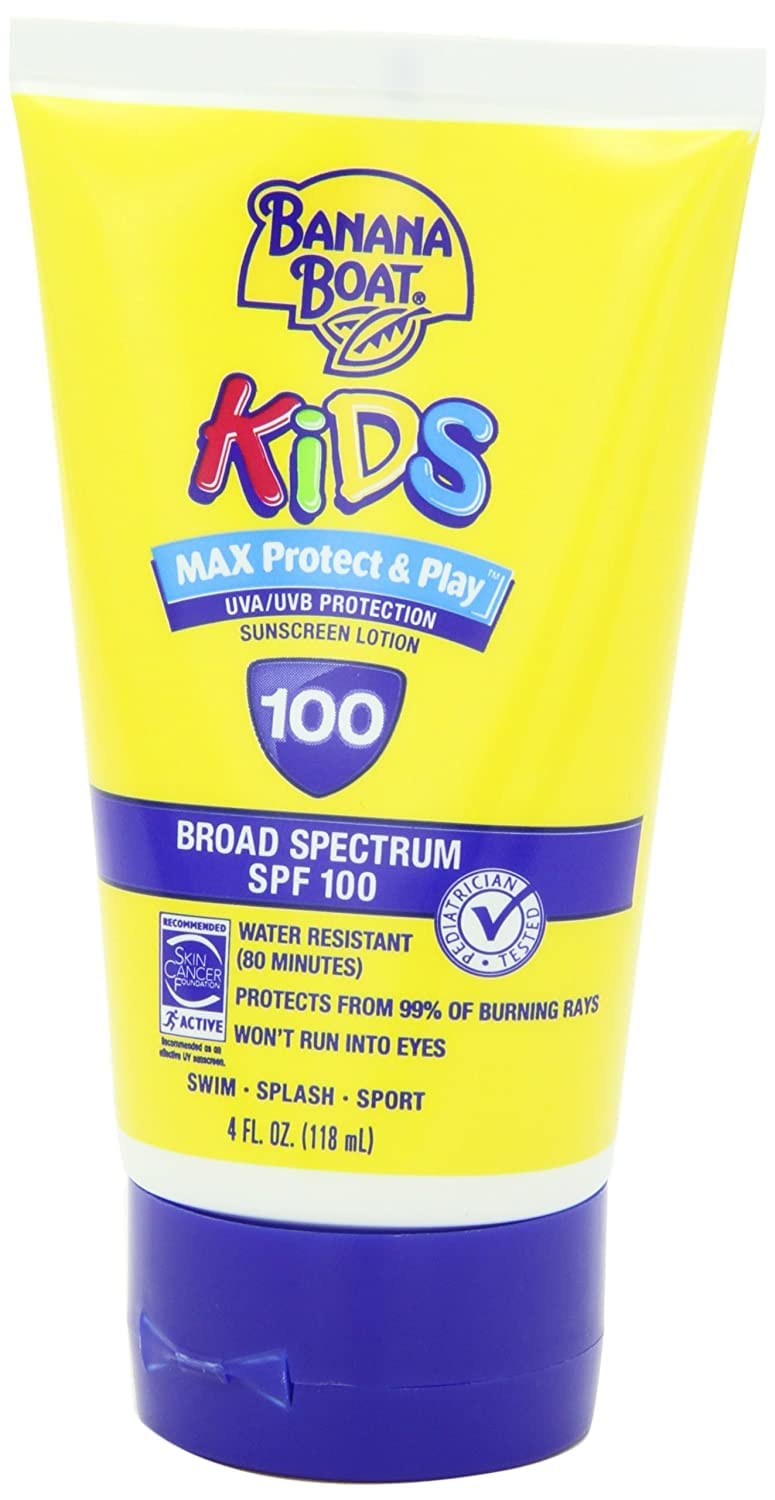 Banana Boat SPF#100 Kids Max Protect & Play Lotion 4 Ounce (118ml) (Pack of 3)