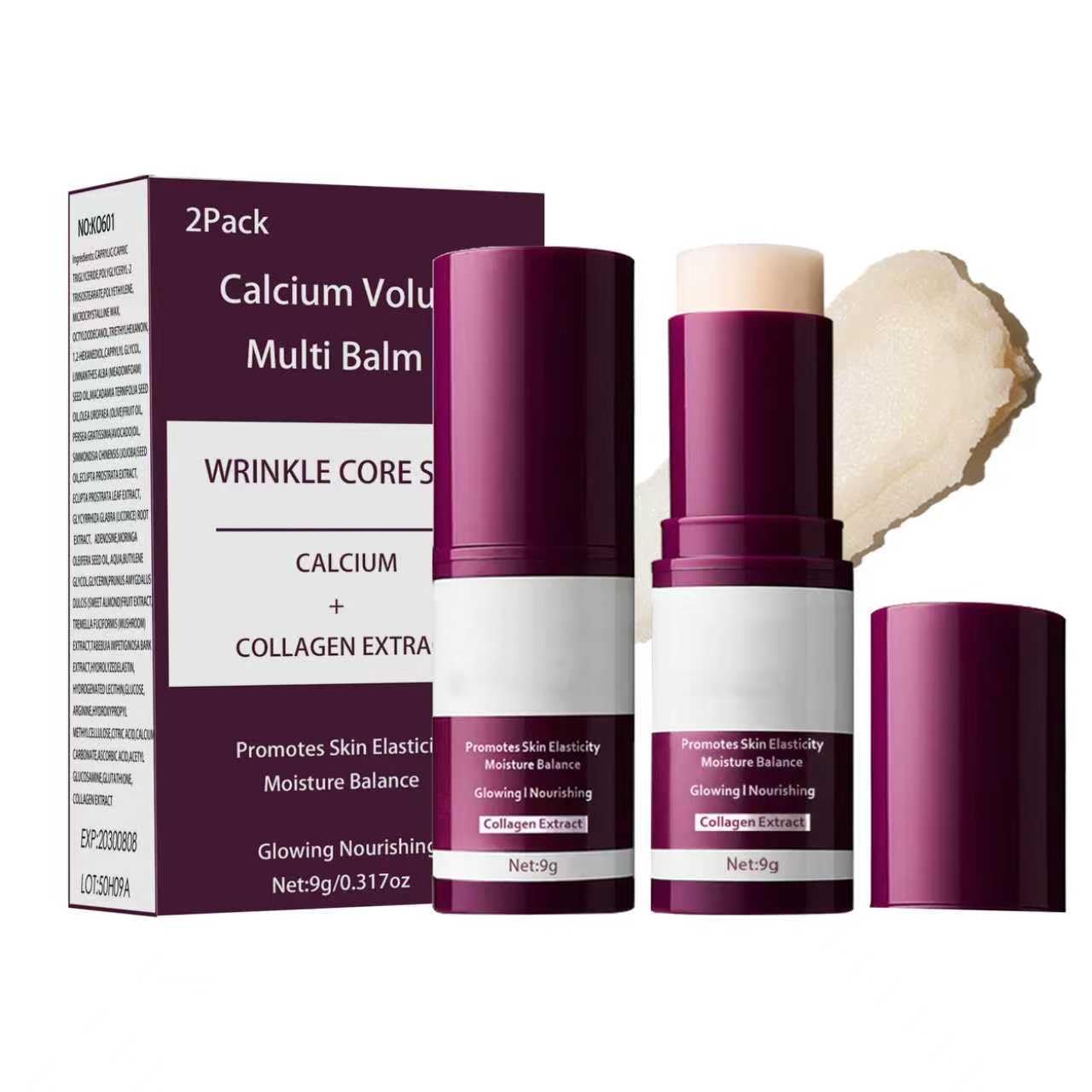 ONMYLOVIN 2-Pack Calcium Multi Balm Stick -Collagen Moisturizing Balm Stick for Face,Eyes & Neck, Anti-Wrinkle Eye Cream, Wrinkle Core Sticks For Firming Skin,Hydrating,Anti-aging