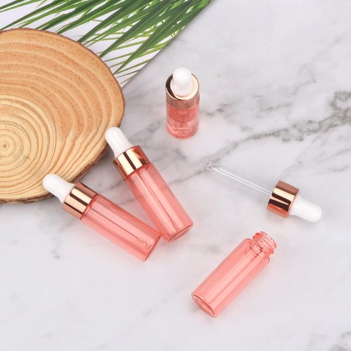 Wresty 15 Pcs Pink Glass Dropper Bottle Essential Oil Dropper Bottles Mini Glass Vials Cosmetic Liquid Container Perfume Aromatherapy Sample Bottles With Glass Eye Dropper (5ml(1/6oz))