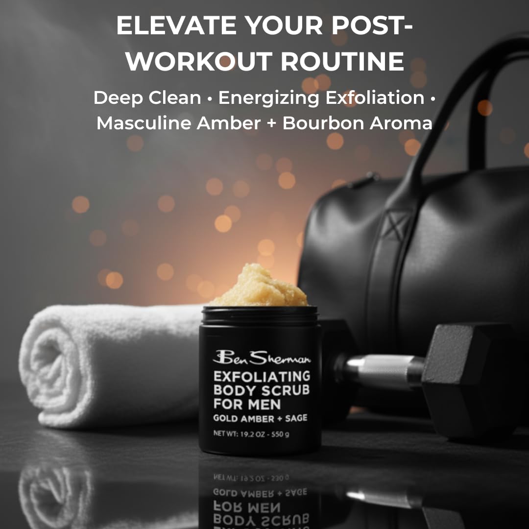 Ben Sherman Exfoliating Body Scrub For Men with Shea Butter Vitamin A and C, Moisturizing Hydrating Body Scrub for Healthy Skin