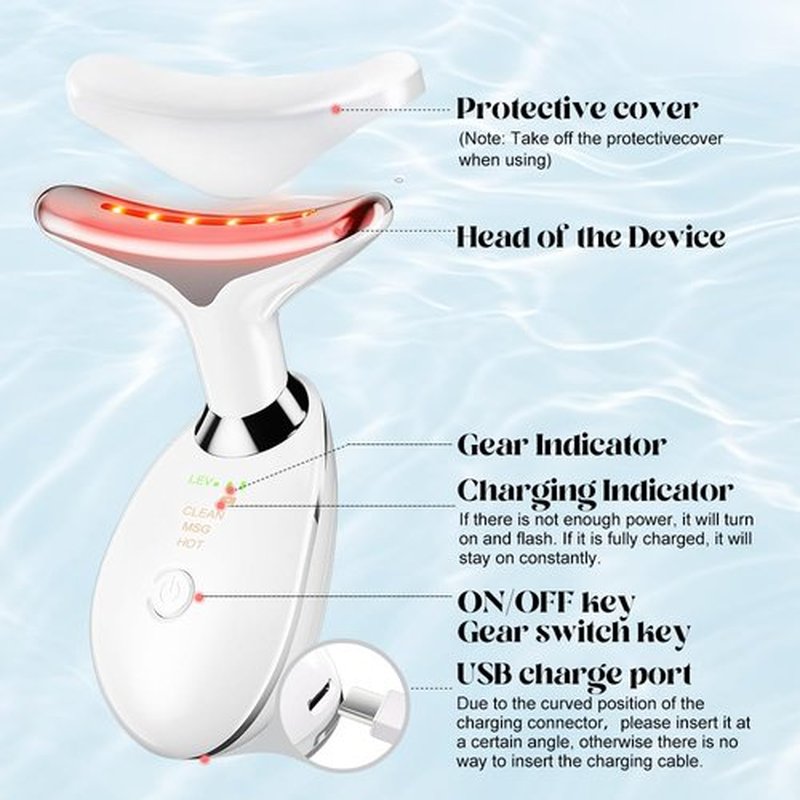 Neck Face Massager Face Sculpting Tool 3 Colour Modes and Vibration for Facial Massager for Double Chin