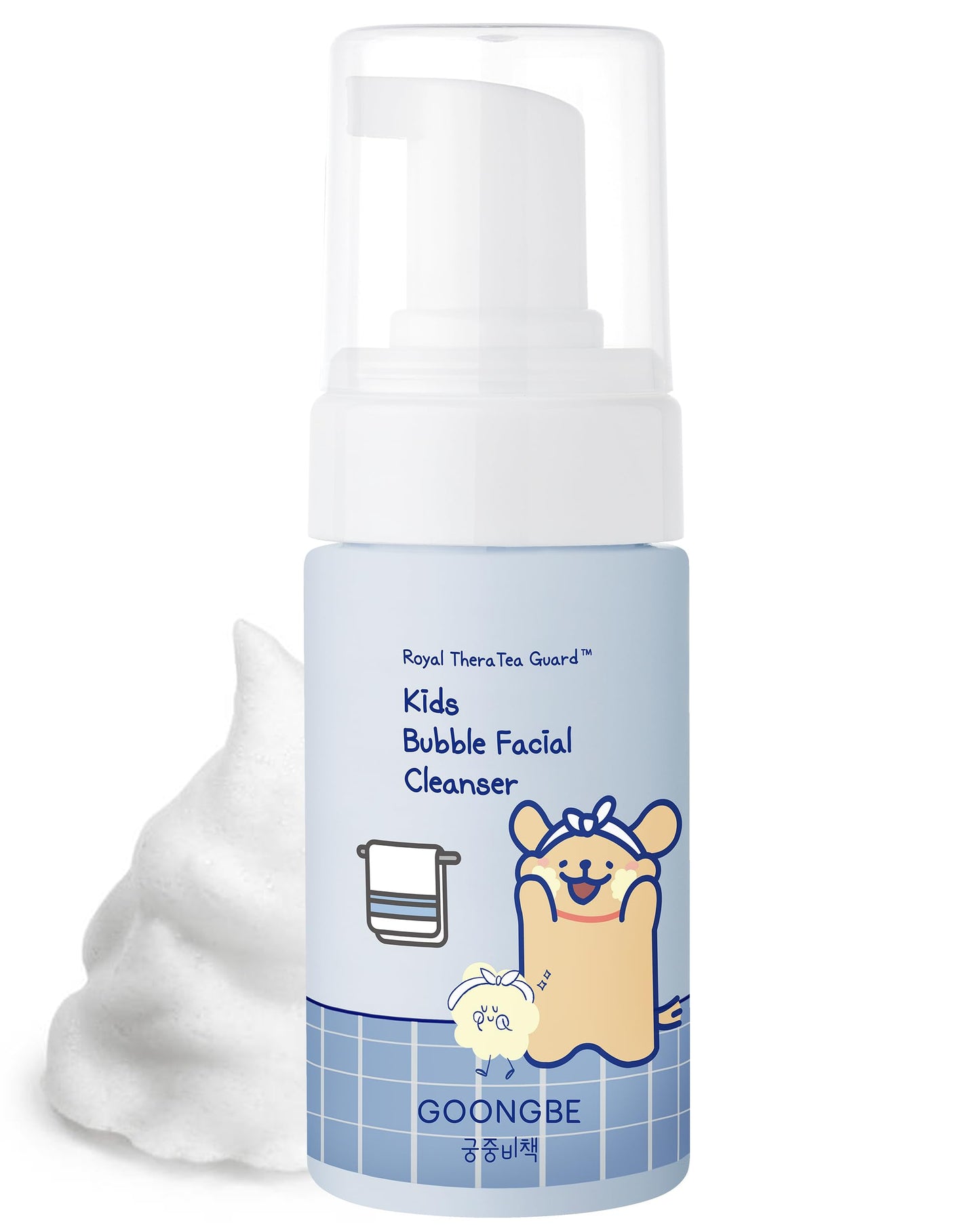 GOONGBE Kids' Bubble Facial Cleanser x Maltese - Korean Kids Low pH Bubble Foam Face Wash - Gentle Cleansing & Hydrating with Panthenol and Amino Acids - Allergen Free Scent, 3.38 fl.oz.