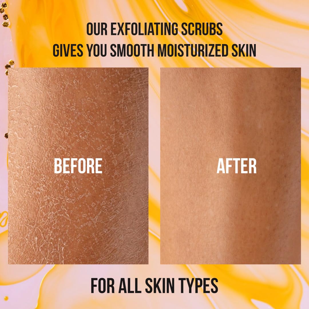 24K Gold Body Scrub, Natural Exfoliating Face Sugar Scrub With Anti-Aging Properties, Pure Skin Moisturizer, Reduce Wrinkles Deep Pore Cleansing Moisturizing Hydrating Skincare, Great Gift for Women