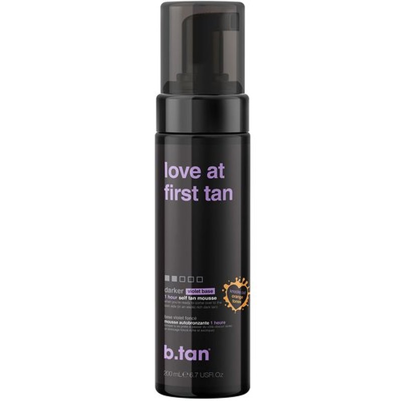 b.tan Violet Self Tanner | Love At First Tan - Fast, 1 Hour Express Sunless Tanning Mousse, Violet-Based, Cancels Orange Tones, No Fake Tan Smell, No Added Nasties, Vegan, Cruelty Free, 6.7 Fl Oz