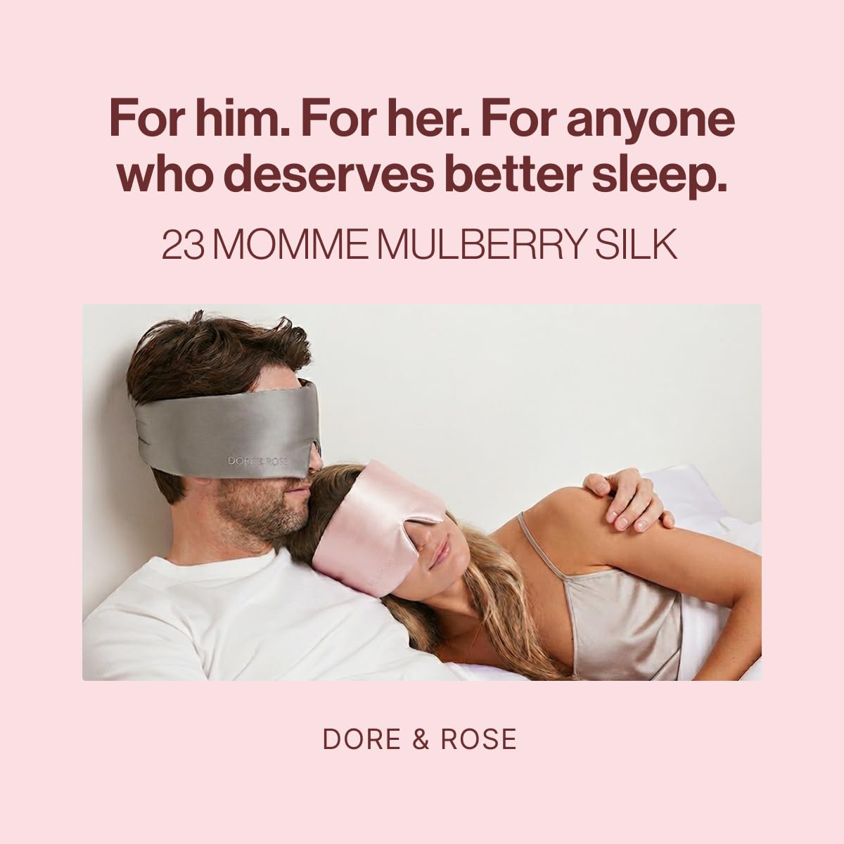 Dore & Rose Deep Sleep Mask for Women and Men - 23 Momme Mulberry Silk Eye Mask for Sleeping and Travel, 100% Blackout, Adjustable Strap, Cooling Soft Black Silk Eyemask Award-Winning Luxury