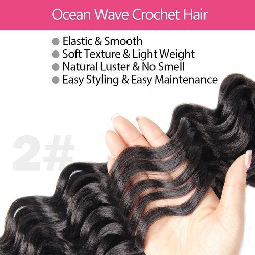 Niseyo NU Ocean Wave Crochet Hair 6 Inch 8 Packs Soft Deep Twist Crochet Braids Synthetic Wavy Braiding Hair Extensions (2# Off Black) NEW