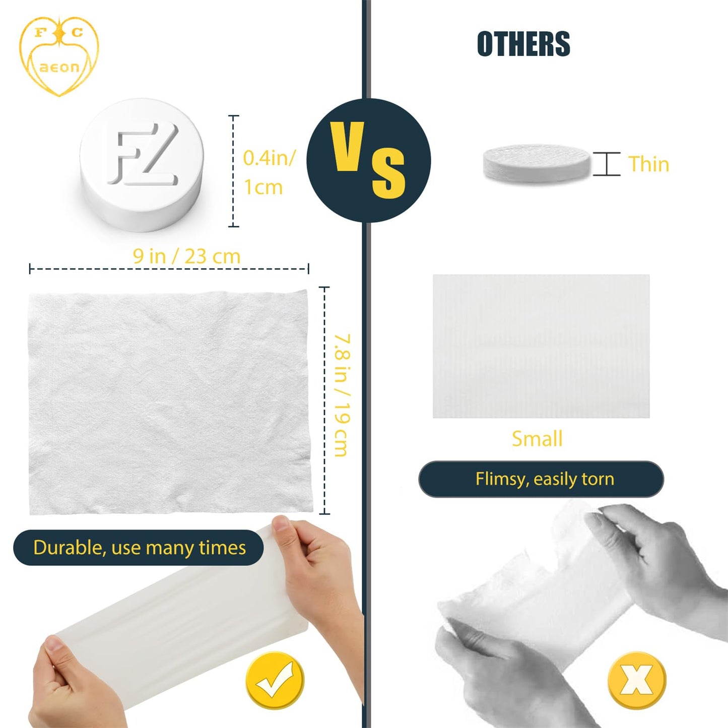Fcaeon Disposable Face Towel 48 Pcs Compressed Towel Tablets With 6 Dispenser Bottles Gentle Washcloths for Sensitive Skin Facial Cleansing Makeup Removal Skincare Routine Travel Cloths (Blue)