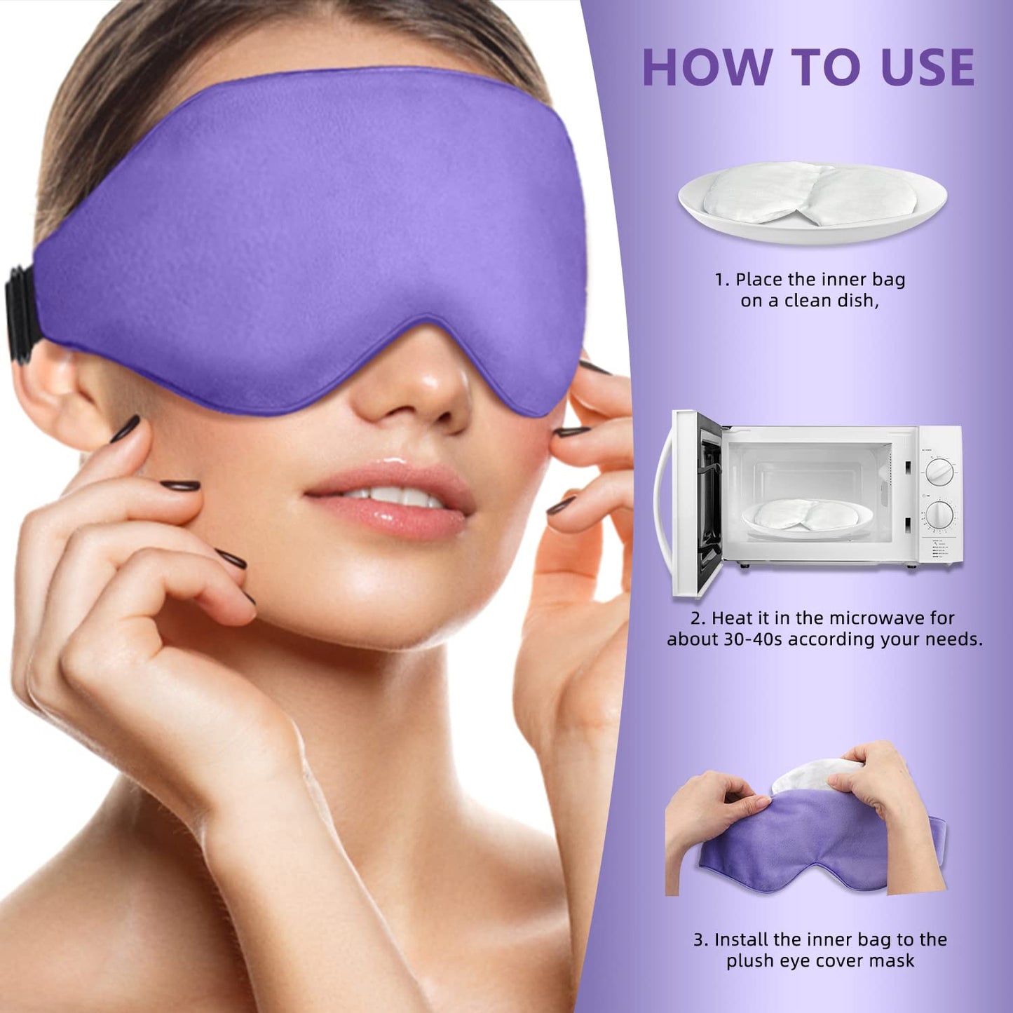 Cavoilu Sleep Mask, Weighted Eye Mask for Sleeping, Microwave Lavender Moist Heat Warm Eye Mask for Home Office, Sleep Eye Masks for Women