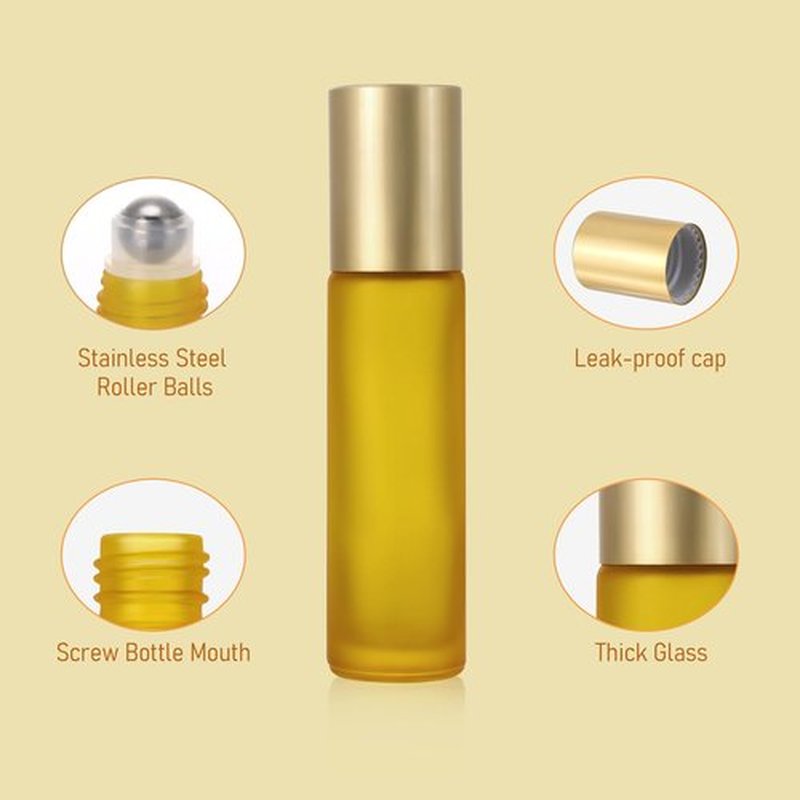 Kesell 10ml Essential Oil Roller Bottles, Sample Vial Bottle for Aromatherapy, Essential Oils, Perfumes and Lip Balms, Pack of 10