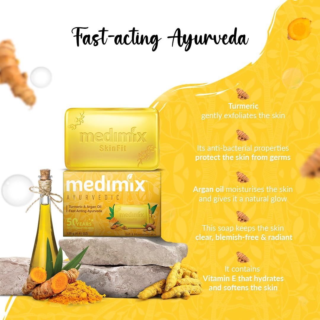 Medimix, Medimix Ayurvedic Turmeric & Argan Oil Soap, 115 Grams(gm)