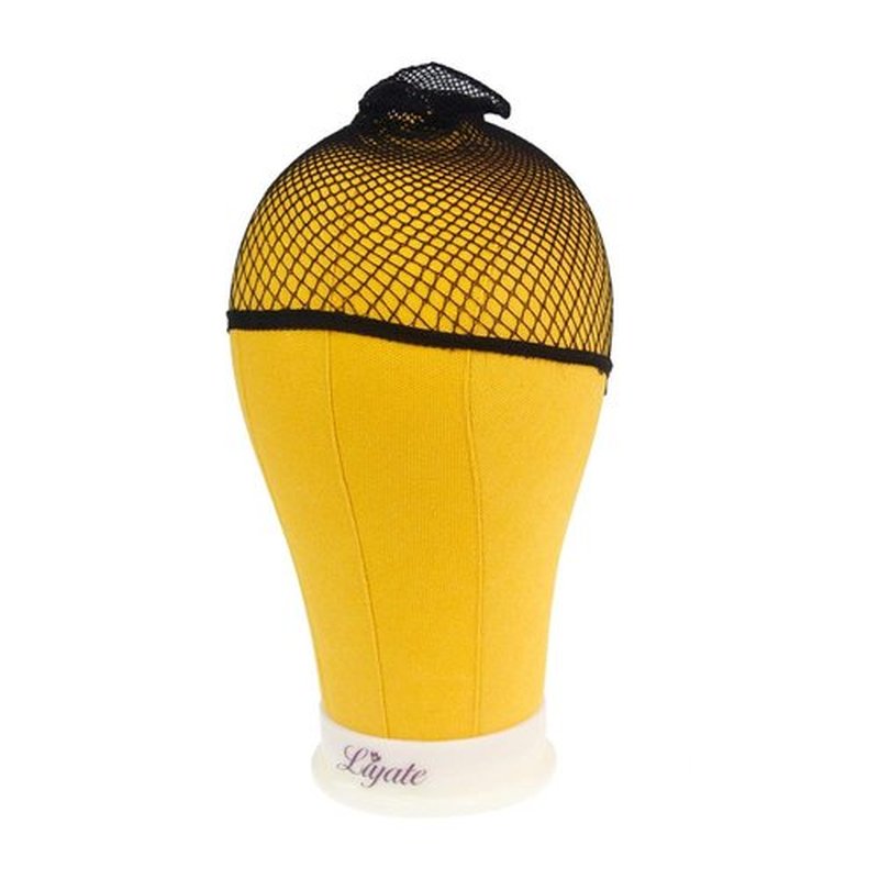 LIYATE Canvas Block Head 22 Inch Yellow Wig Head Stand for Making Wigs Display Styling Poly Mannequin Head with Mount Hole Manikin Head Wig Stand