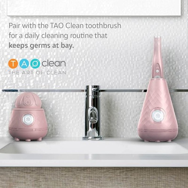 TAO Clean Ona Diamond Orbital Facial Brush and Cleansing Station, Electric Face Cleansing Brush with Ergonomic Handle, Dual Speed Settings, Mauve