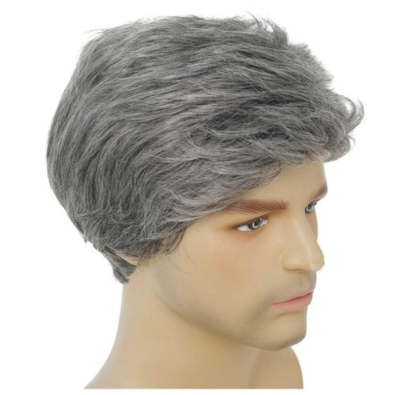 Dai Cloud Grey Mens Wig Short Side Part Natural Hair Wig for Men Fluffy Synthetic Heat Resistant Male Guy Wig