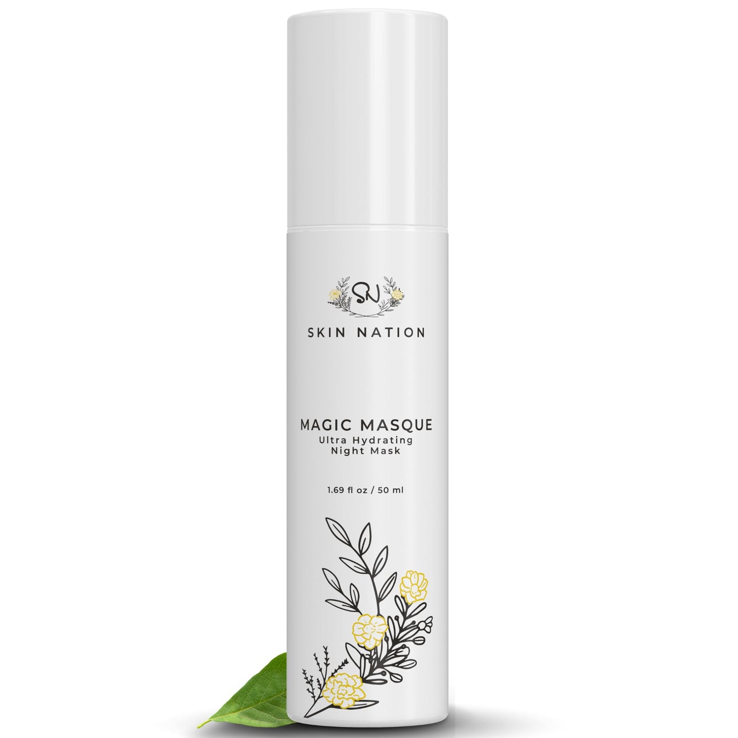 Skin Nation Magic Masque, Hydrating Night Mask with Hyaluronic Acid & Botanicals, Plant-Based Overnight Mask for Dry Skin, Smooth Texture & Radiant Glow, 1.69 fl oz