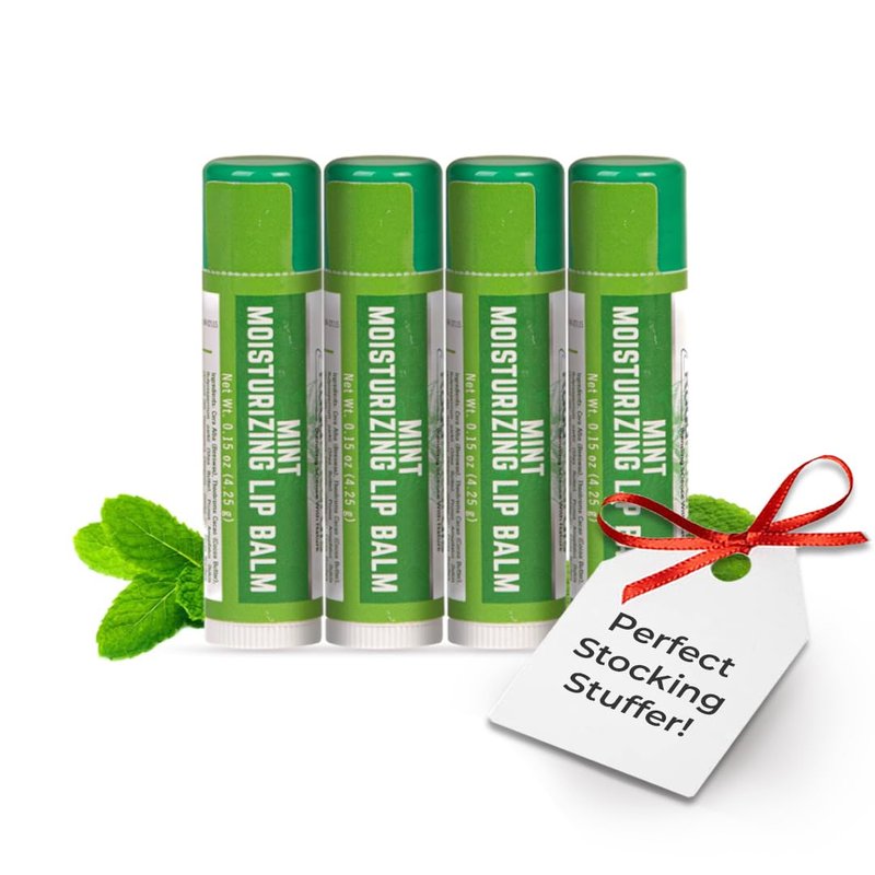 Natural Mint Lip Balm - Hydrating Moisturizer with Shea Butter & Cocoa Butter | 4 Pack for Dry Cracked Lips