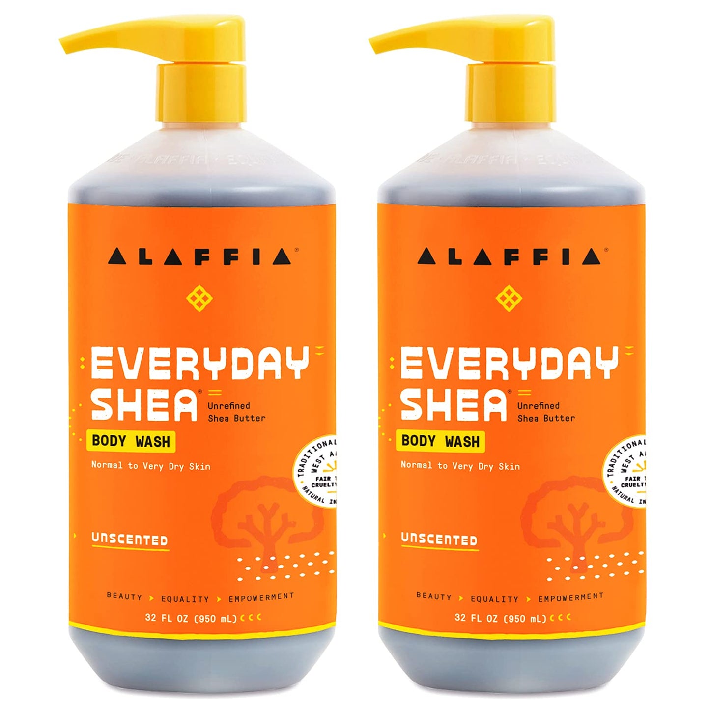 Alaffia Everyday Shea Body Wash, Naturally Helps Moisturize and Cleanse Without Stripping Natural Oils with Fair Trade Shea Butter, Neem, and Coconut Oil Vanilla Mint 32 fl oz - 2 Pack