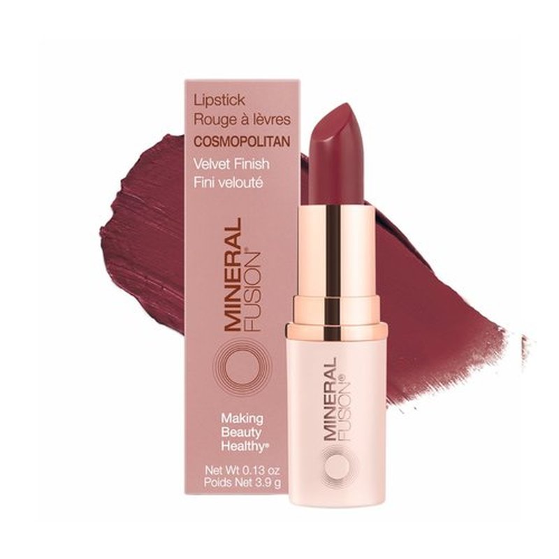 Mineral Fusion Lipstick, Vivid & Smudge-Free Lip Color with Avocado Oil, Cocoa Seed Butter & More, Long-Lasting Vegan Lipstick, FD&C Dye-Free, Cruelty-Free, Paraben-Free, Gluten Free, Cosmopolitan