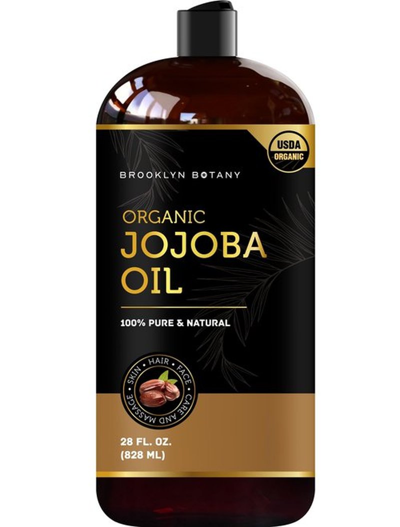 Brooklyn Botany USDA Organic Jojoba Oil for Skin, Hair and Face – 100% Pure and Natural Body Oil and Hair Oil - Carrier Oil for Essential Oils, Aromatherapy and Massage Oil – 28 fl Oz