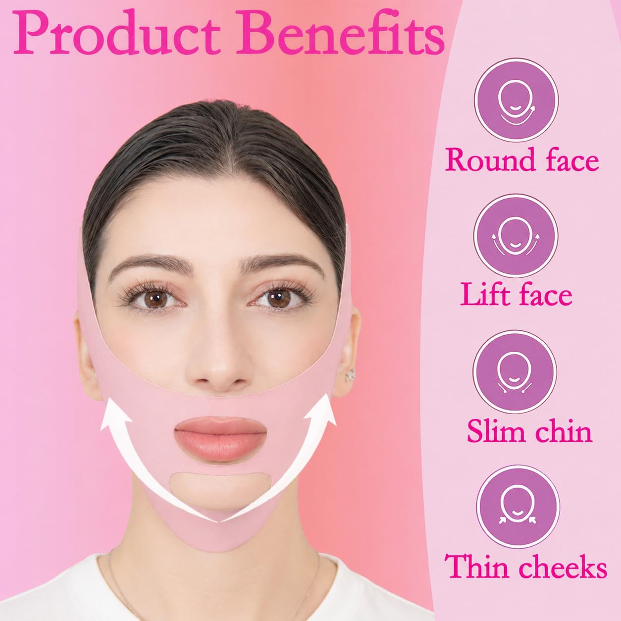 V Line Lifting Mask Chin Strap for Sleeping, Face Lifting Strap, Chin Strap, V Line Mask, Jawline Shaper, Jaw Strap, Double Chin Reducer, Face Lift Tape & Snoring Solution (Pink.)