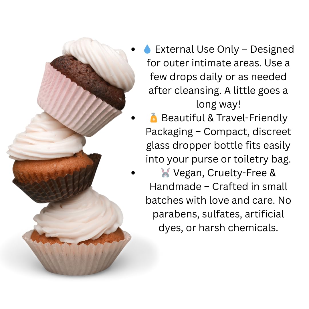 The Blush Spot -Cupcake Yoni Oil for Women – Feminine Intimate Oil for pH Balance, Ingrown Hairs & Moisturizing – Sweet Scented Natural Vaginal Oil for Daily Feminine Care Scented NOT Flavored