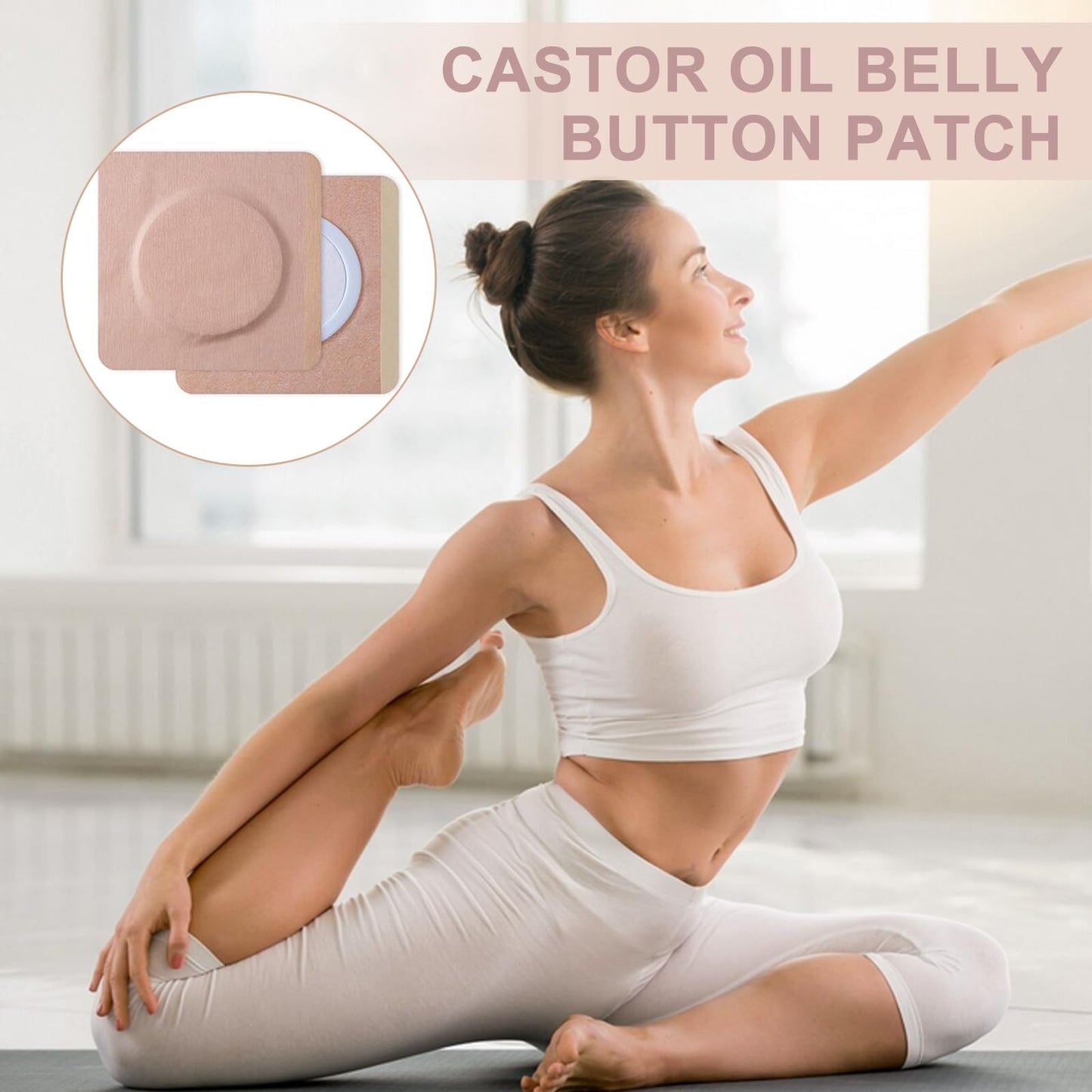 50PCS Castor Oil Patches Square, Carrier Patches for Castor Oil | Medical-Grade Self-Adhesive Pads | Belly Button Patch for Caster Oil, Portable Breathable Anti Leakage Anti-Slip No Wash