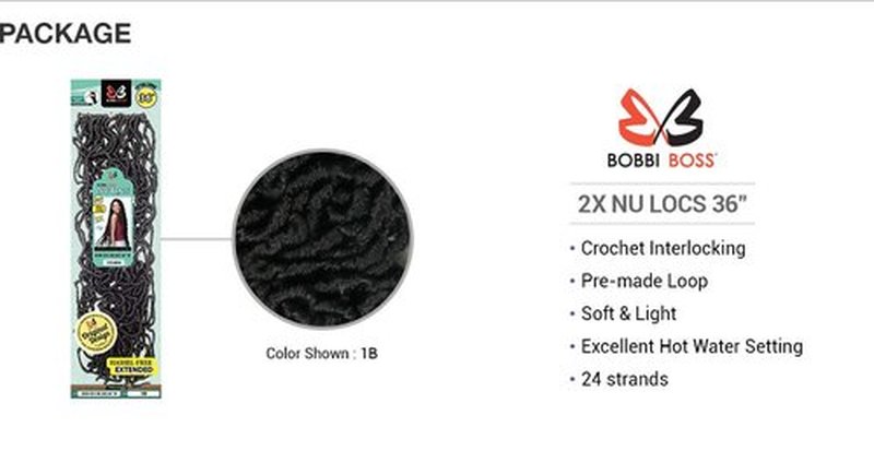 Bobbi Boss Synthetic Crochet Braid NU LOCS 36 2x (3-Pack, BT4/3327)