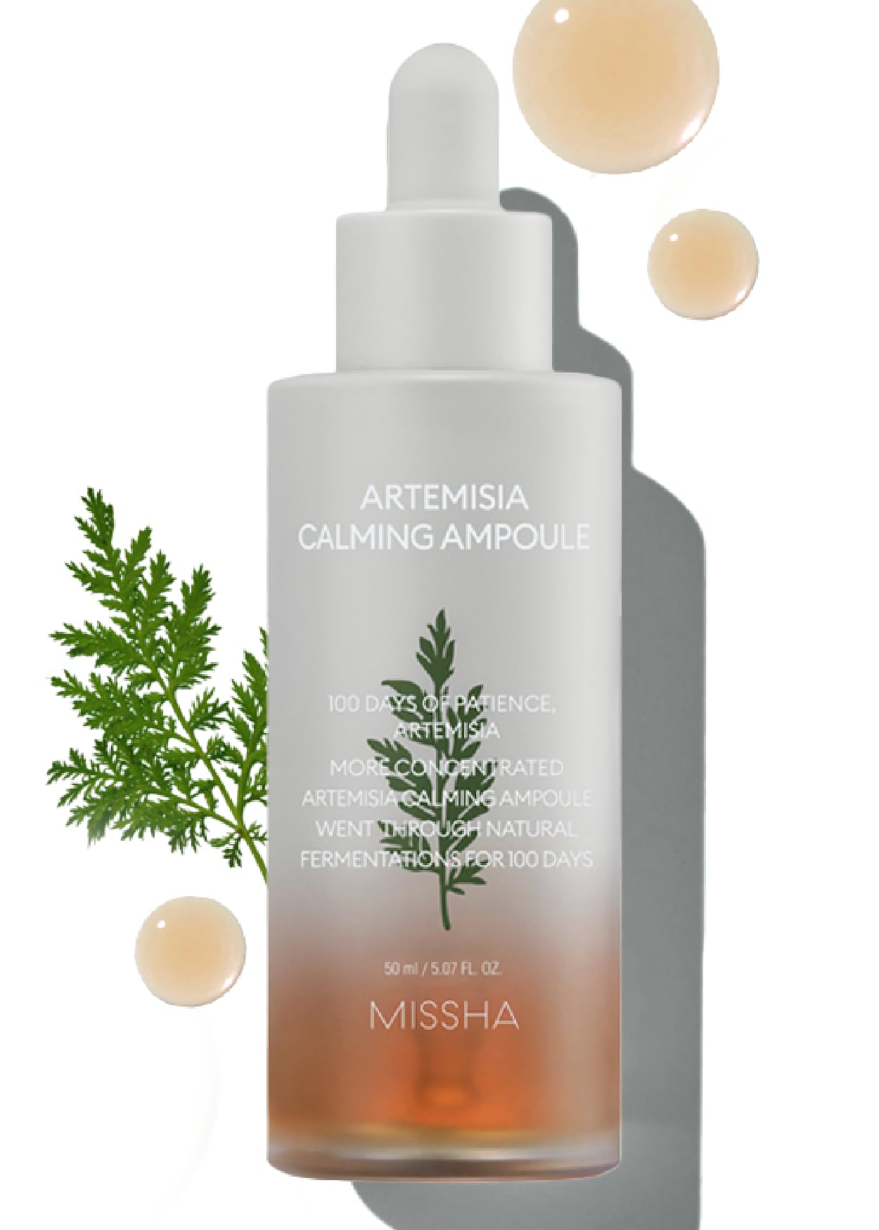 MISSHA Artemisia Calming Ampoule 1.69 Fl oz / 50ml - Face Serum for Sensitive Skin, Korean Skin Care with Double-Fermented Mugwort Extract, Hydrating & Skin Barrier Support