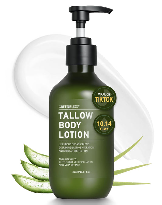 Beef Tallow Body Lotion for Skin, Grass-Fed Daily Moisturizing Cream for Dry, Mature & Crepey Skin, Face & Body – Pure & Organic Moisturizer with Jojoba Oil, Vitamin E (10.14 Fl Oz, Vanilla)