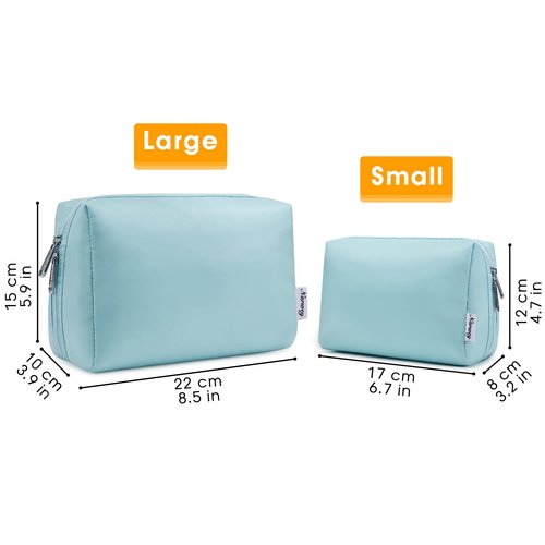 Large Makeup Bag Zipper Pouch Travel Cosmetic Organizer for Women (Large, Sky Blue)