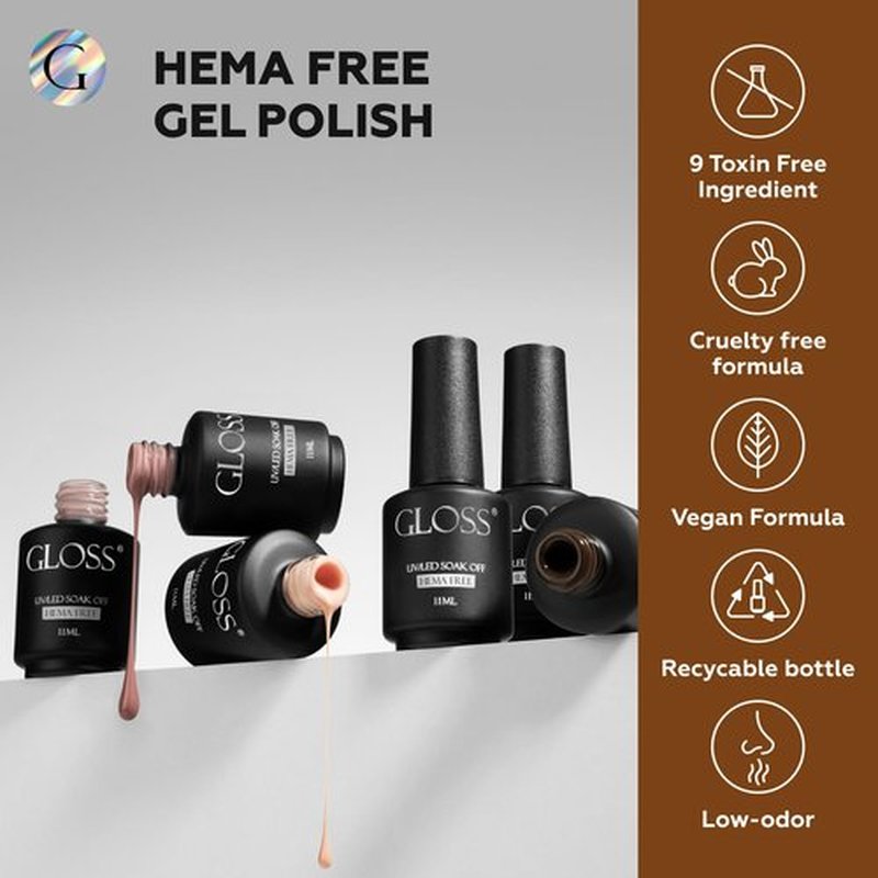 GLOSS Beige Gel Nail Polish Set | 6 Pcs HEMA Free Gel Polish with Beige, Taupe, Amber, Brown, Light brown & Brown Caramel Colors, Uv LED Gel Polish, Soak off Manicure, at Home Gifts for Women