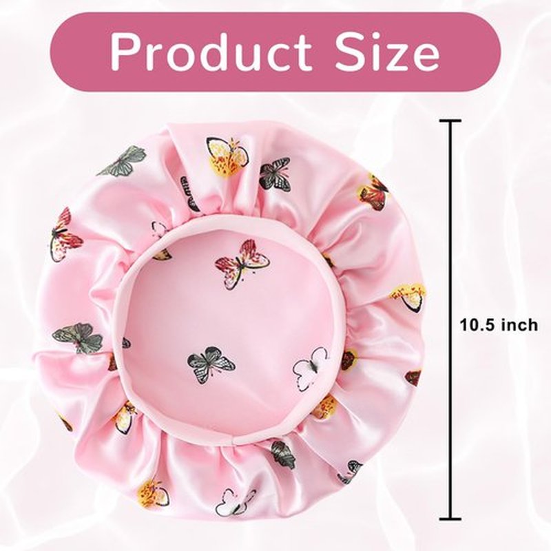 4 Pcs Silk Bonnet for Sleeping Kids Bonnets for Girls Baby Satin Sleep Cap Hair Wraps for Curly Natural Hair Elastic Wide Band,Butterfly