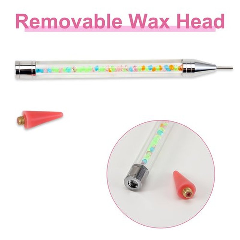 Jutqut 2PCS Rhinestone Picker Dotting Pen, Dual-ended Rhinestone Gems Crystals Studs Picker Wax Pencil Pen Crystal Beads Handle Manicure Nail Art DIY Decoration Tool