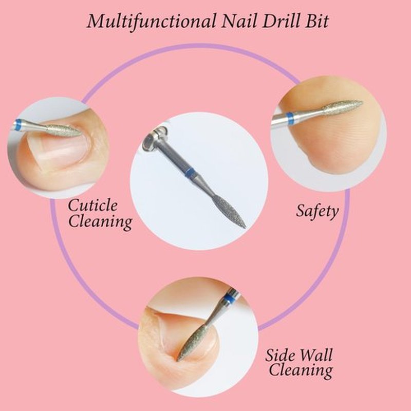 BITNBITH Cuticle Nail Drill Bit,3/32" Diamond Flame Safety Under Nail File Bit, Russian Pro Nail Buffer Bit, Cuticle Dead Skin Remover,Drill Bits for Manicure Pedicure,Nail Prep, Nail Supplies,Medium