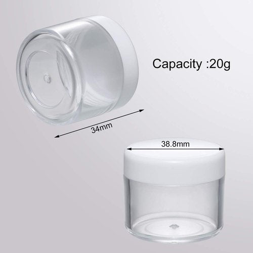 20 Pieces Round Pot Jars Plastic Cosmetic Containers Set with Lid for Liquid Creams Sample, 20 ml/ 0.7 oz (White Lid)