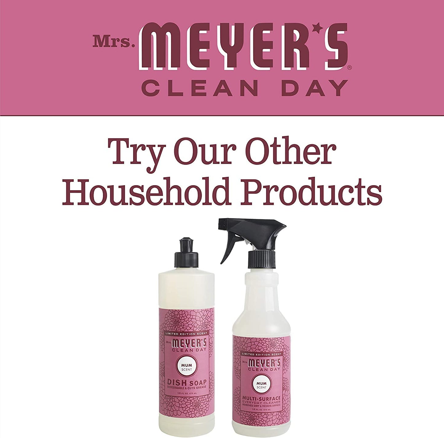 Mrs. MEYER'S Clean Day Liquid Dish Soap, Mum, 16 Fl Oz. (Pack of 3)