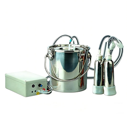 Electric Goat Milker Machine - 5L Food-Grade Stainless Steel, 2 Teat Cups, 5200 mAh Battery | Portable Milking Solution for Farms