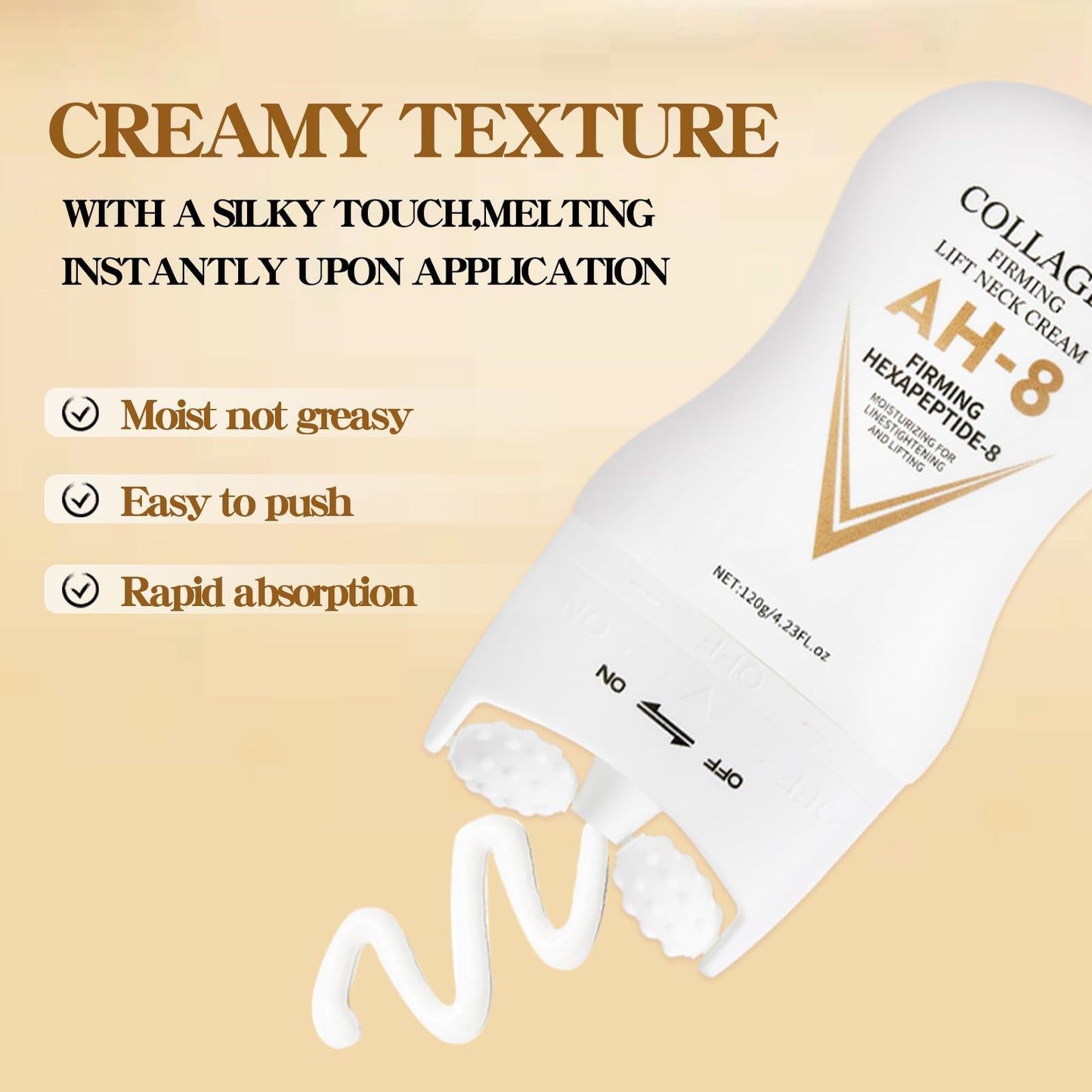 NIZENTA AH-8 Firming Neck Cream, Collagen Neck Cream for Tightening and Firming, Neck Tightening Cream, Moisturizing, Skin Care for Women and Men, Day and Night Use, 120g