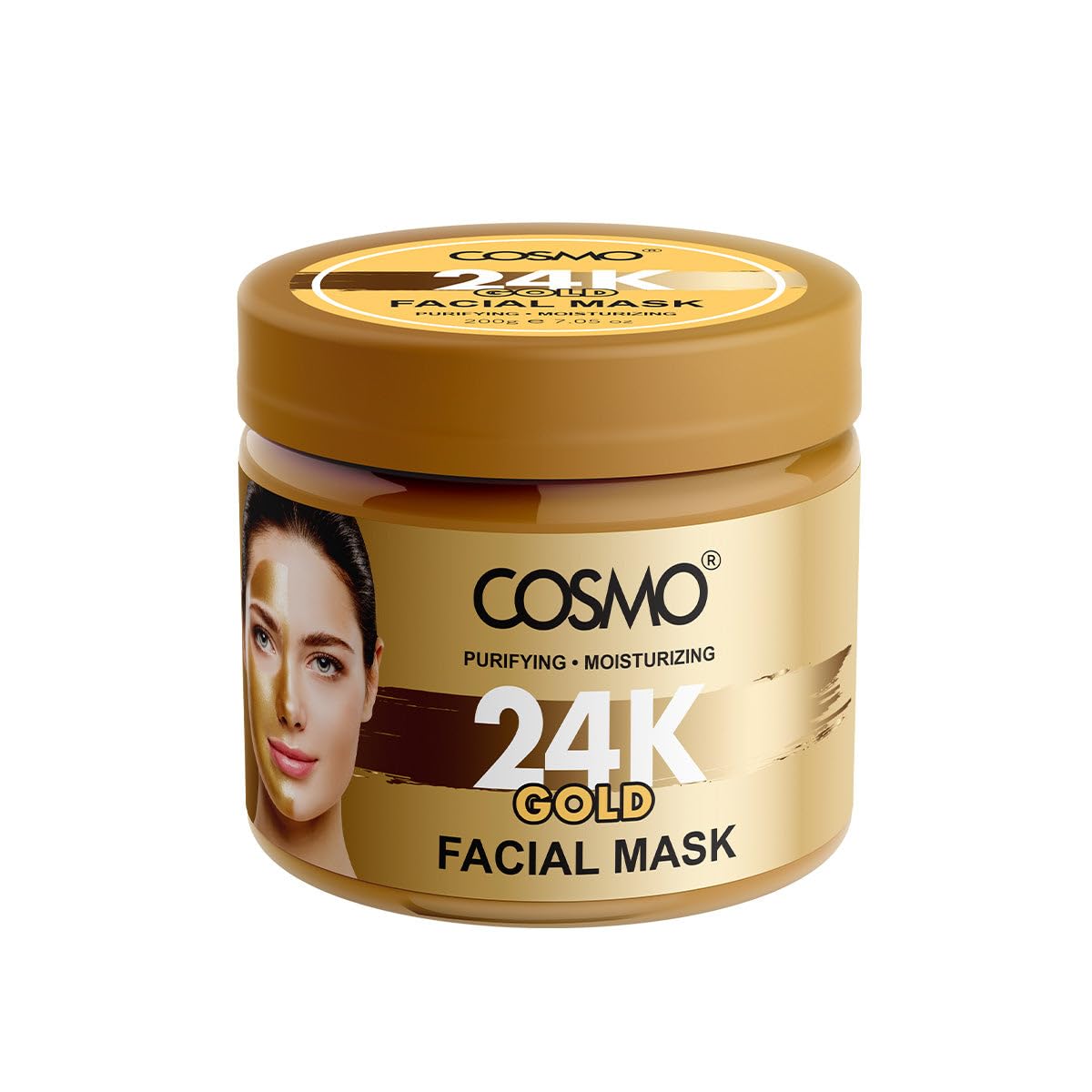 Cosmo Skin Care 24k Gold Facial Face Mask 200g/7oz, Reduce Fine Lines, Wrinkles & Blemishes, Hydrating Mask, Pore Clearing, Boost Collagen, Skin Treatment, All Skin Types, For Men & Women, Face Wash