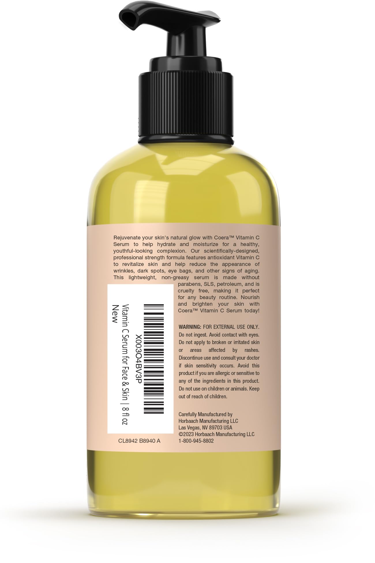 Coera Vitamin C Face Serum | 12% with Ascorbic Acid | 8 fl oz | Hydrating and Moisturizing for Dark Spots | Paraben & SLS Free