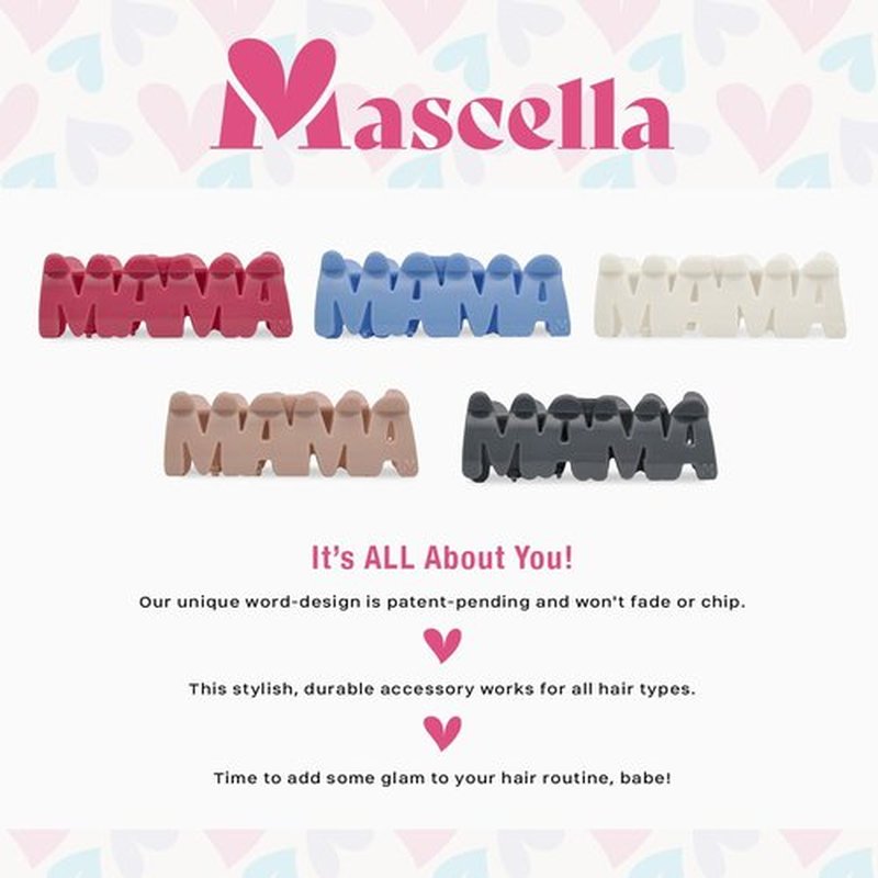Mascella MAMA Personalized Hair Claw Clip - Custom Name Word Design, Large Strong Hold Non-Slip Hair Claw for Women, Durable Hair Accessory, Stylish Hair Clip for Everyday Wear (Carnival)
